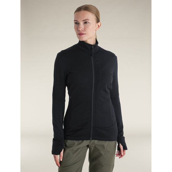 Icebreaker Jacket Merino 260 Quantum Long Sleeve Full Zip Women's Size S Black - Picture 1 of 11